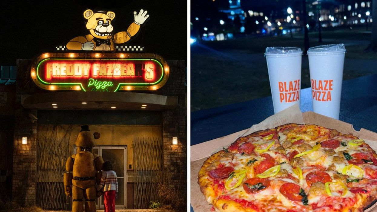 Freddy Fazbear's Pizza. Right: Blaze Pizza.