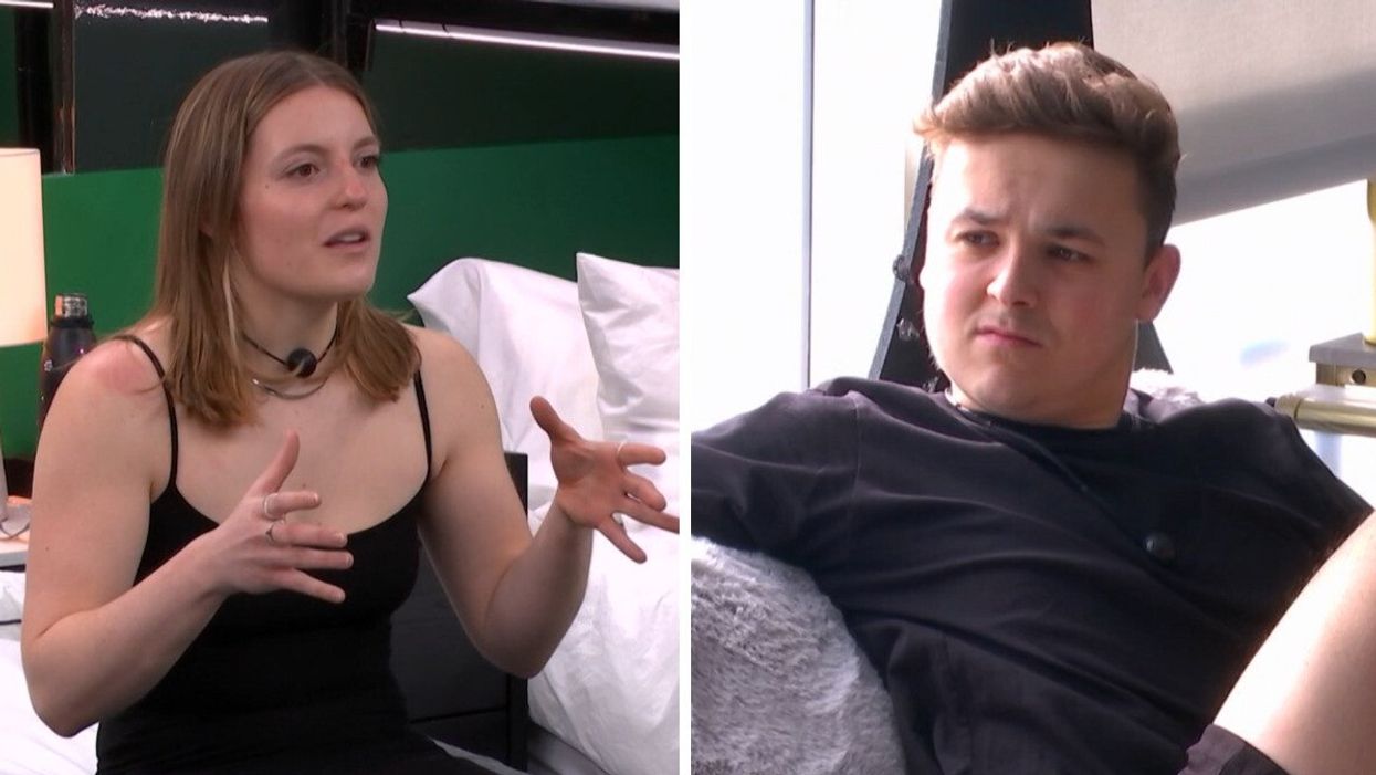 Frédérique Turgeon dans la chambre verte, en conversation avec Danick. Droite : Danick qui écoute avec une expression dégoûté.