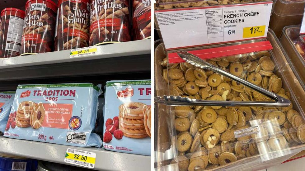 French creme cookies at Dollarama. Right: French creme cookies at Bulk Barn.