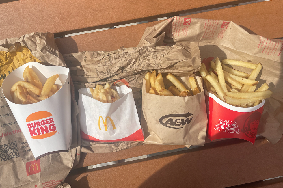 French fries from top fast food chains in Canada.