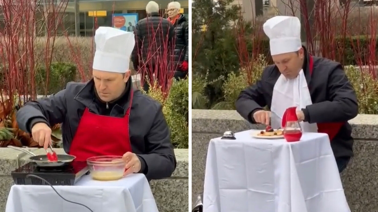 French Toast Guy outside St. Andrew station.