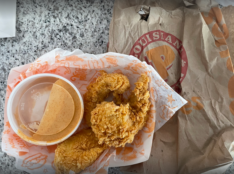 Fried chicken tenders from Popeyes.