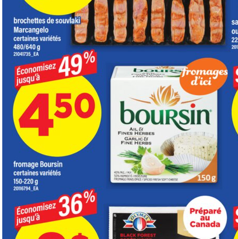 Fromage Boursin dans la circulaire de Maxi.