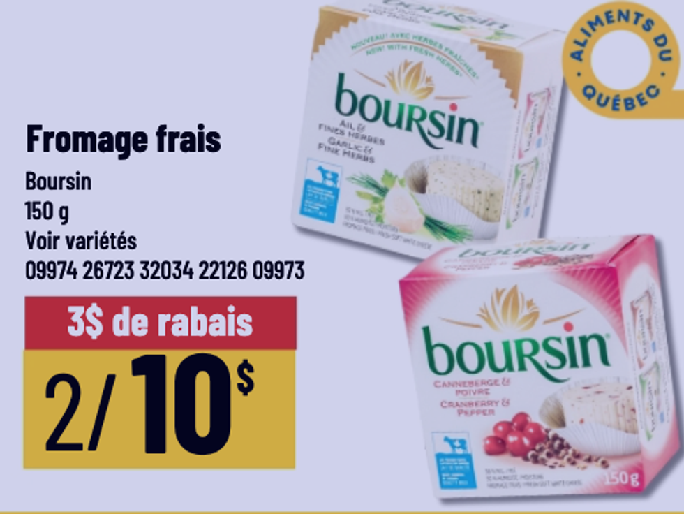 Fromage frais Boursin dans la circulaire du Mayrand.