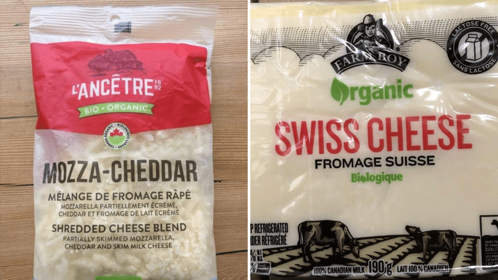 Fromages biologiques de marques L'Anc\u00eatre et Farm Boy.