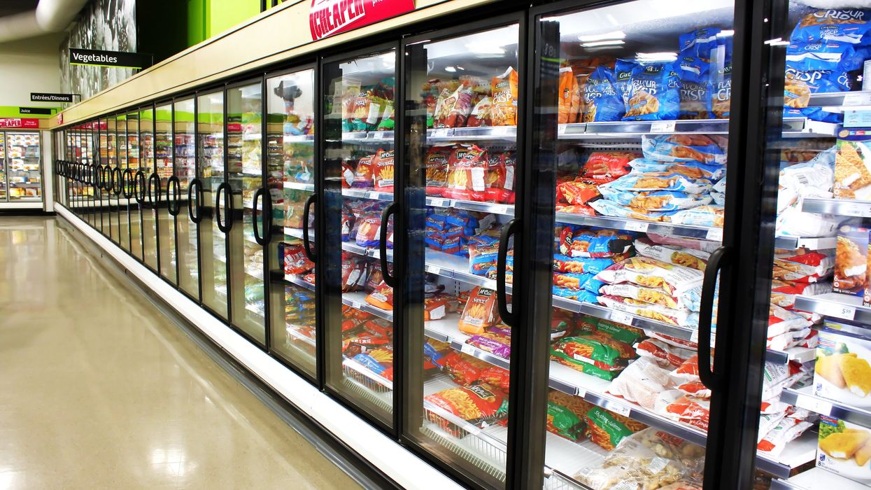 Frozen food aisle at a Canadian supermarket.