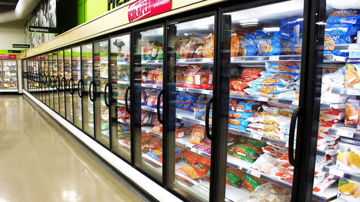 frozen food aisle with fries at a grocery store in canada
