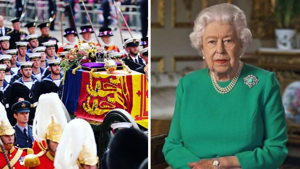 Funérailles de la reine d'Angleterre. Droite : Elizabeth II.