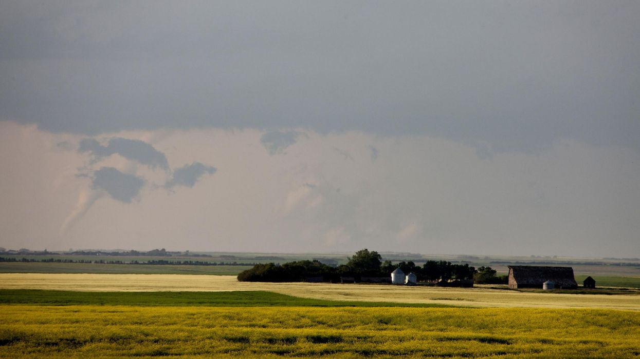 Funnel cloud during a storm in Saskatchewan.