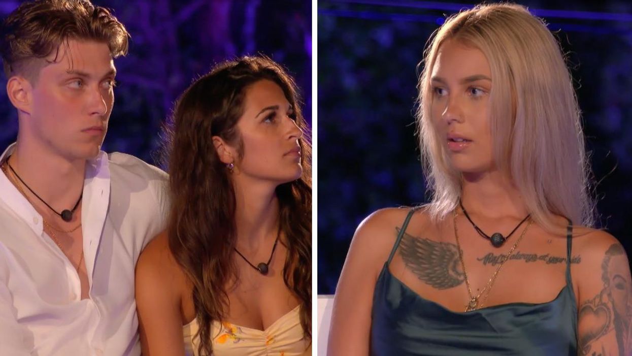 Gabriel, Naomi et Amélie pendant la première cérémonie de la flamme.