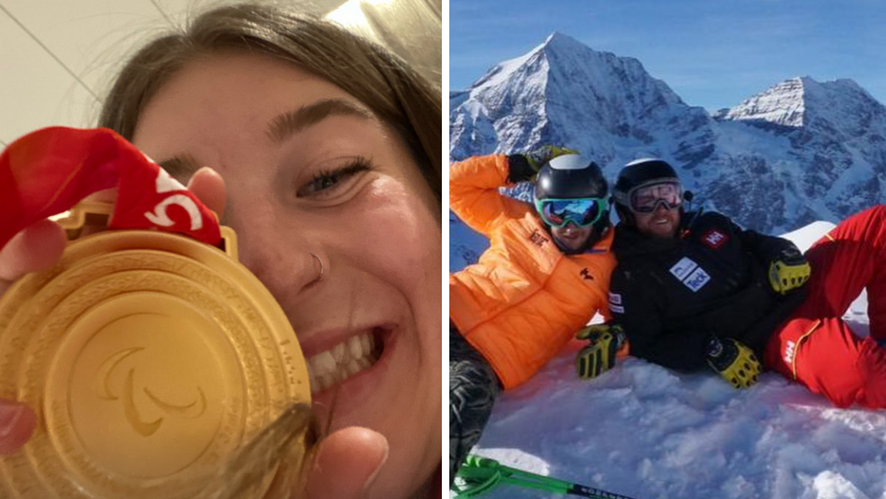 Gauche : Mollie Jepsen et sa médaille d'or. Droite : Mac Marcoux et Tristan Rodgers.