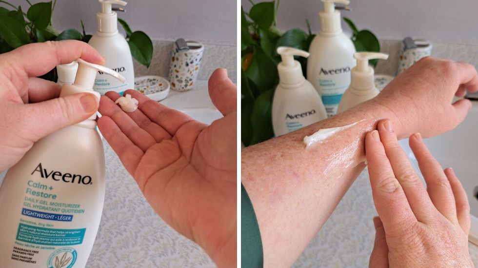 Gel hydratant quotidien Aveeno\u00ae Calm + Restore\u00ae.