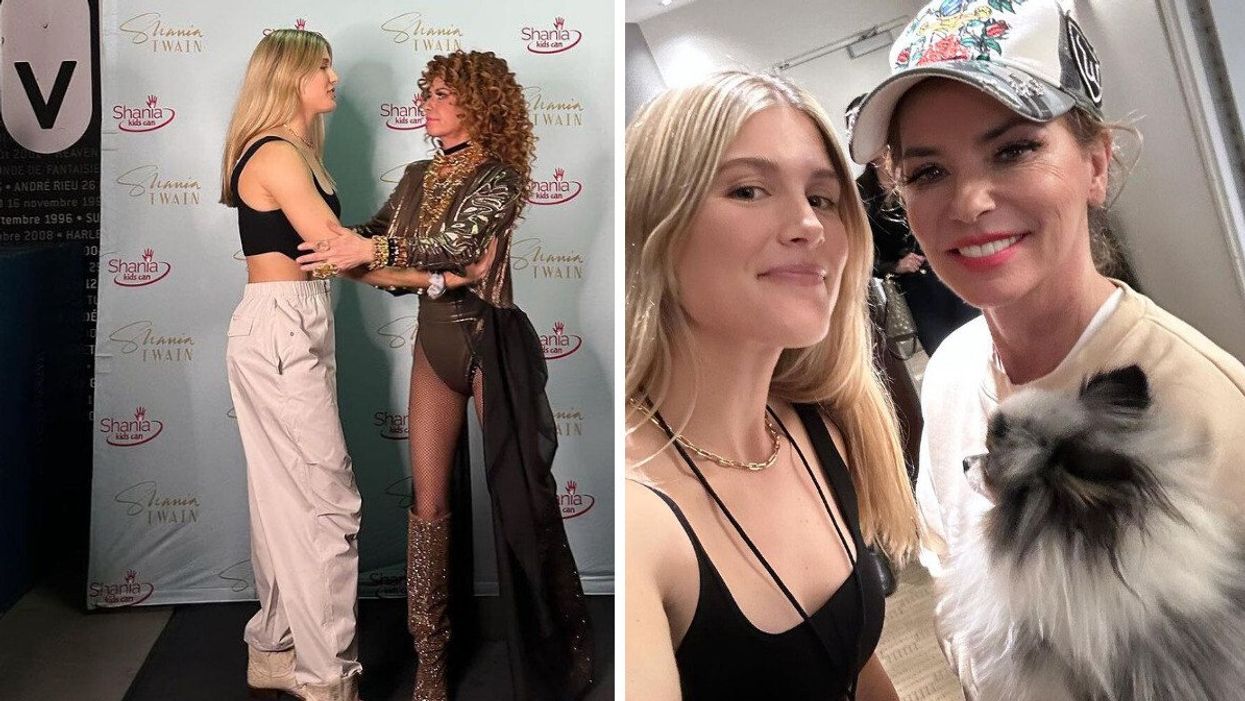 Genie Bouchard with Shania Twain at the singer's concert in Montreal.