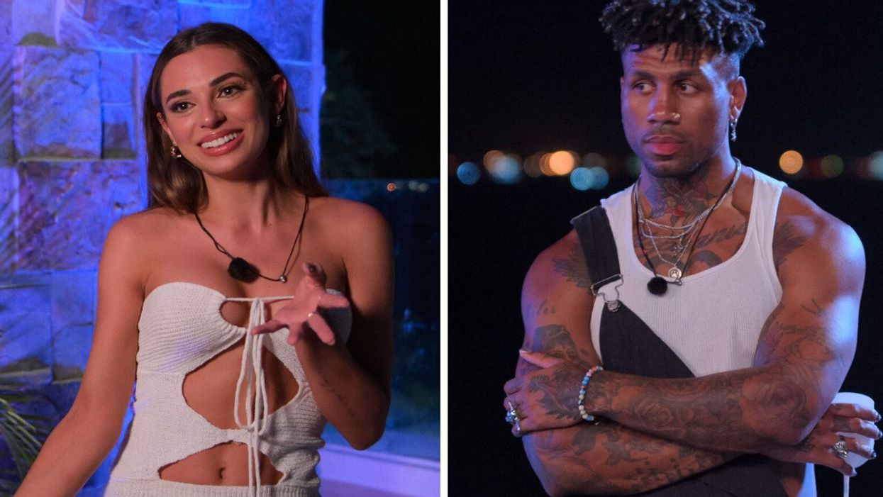 Georgia Hassarati on Perfect Match. Right: Dom Gabriel on Perfect Match.