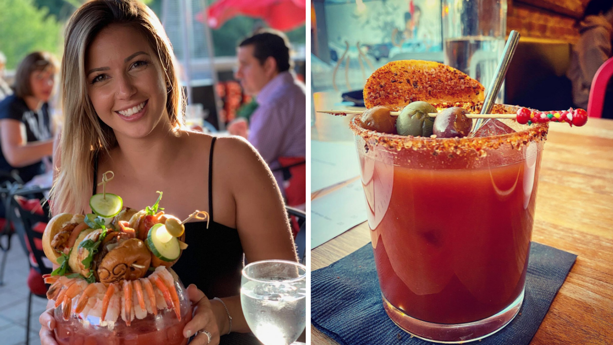 Giant surf n' turf caesar at La Terrasse. Right: Spicy caesar from Fauna Ottawa.