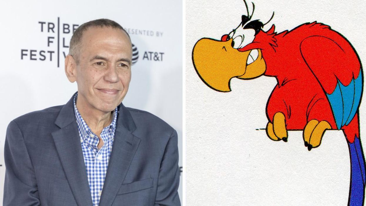 Gilbert Gottfried at TIFF. Right: Iago the parrot from Disney's 'Aladdin.'