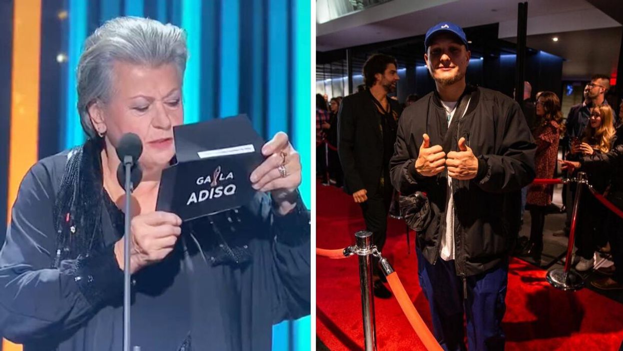 Ginette Reno au gala de l'ADISQ 2022. Droite : FouKi sur le tapis rouge de l'ADISQ.