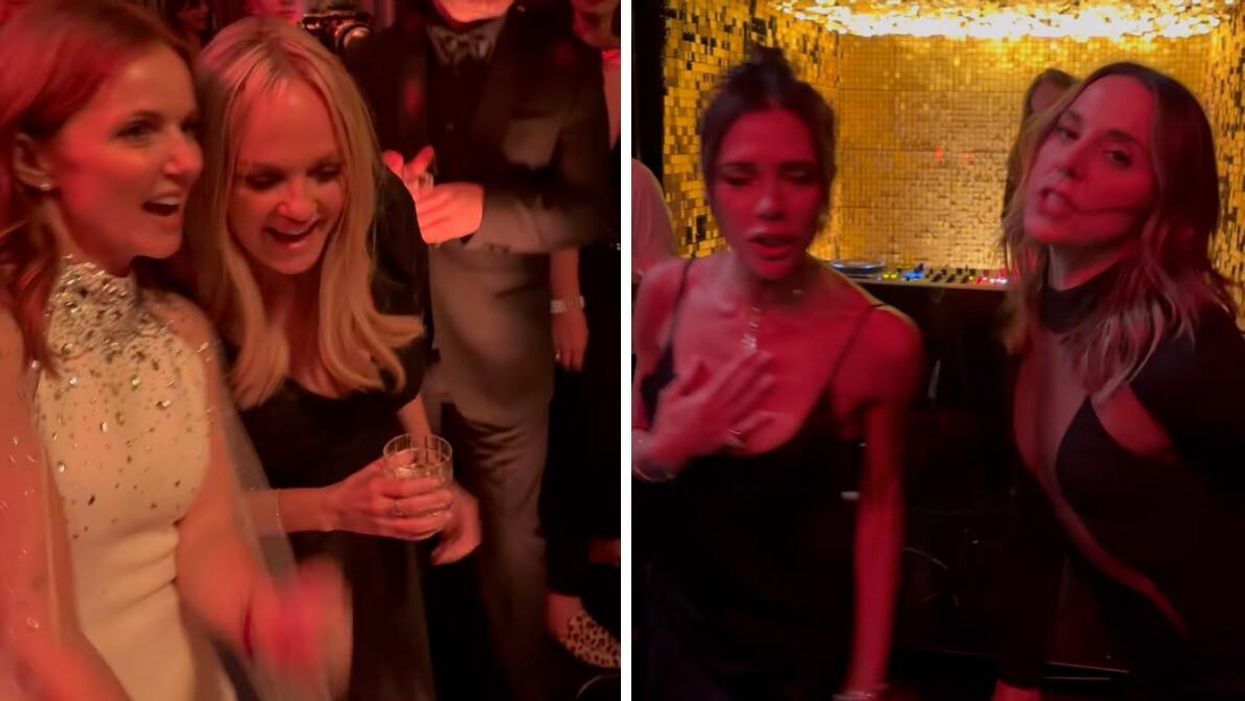 Ginger Spice and Baby Spice. Right: Posh Spice and Sporty Spice.