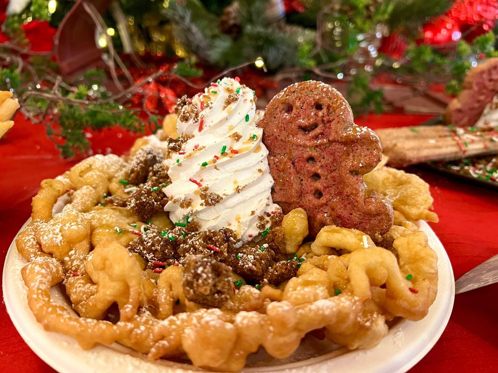 Gingerbread funnel cake.