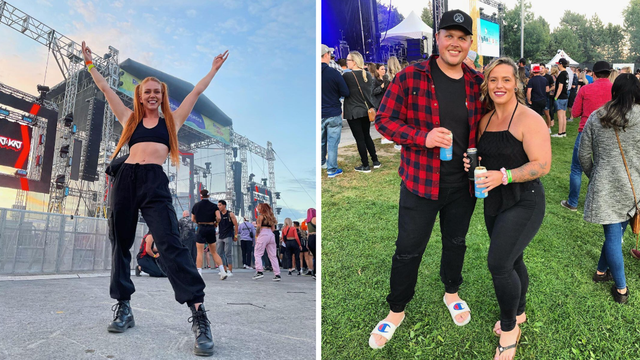 Girl at Riverside Festival near Ottawa. Right: Couple at CityFolk musical festival.