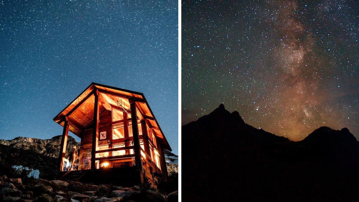 Glacier National Park stars and house. Right: Glacier National Park stars.