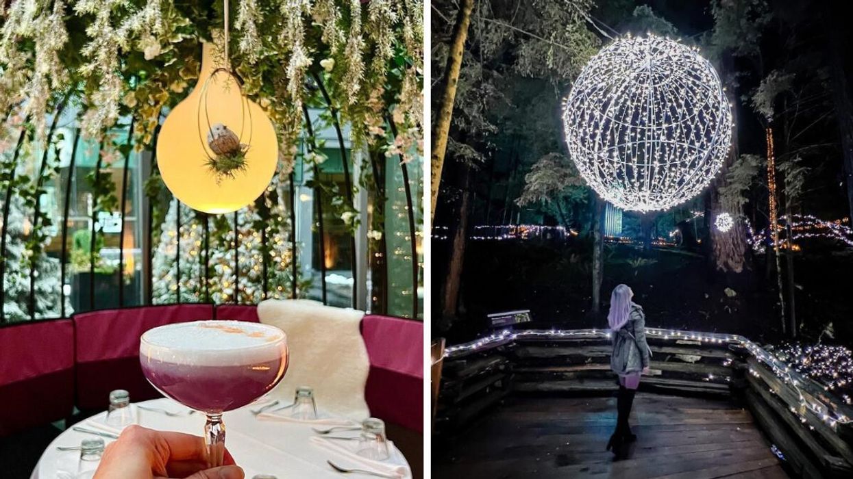 Glowbal. Right: Canyon Lights at Capilano Suspension Bridge Park.