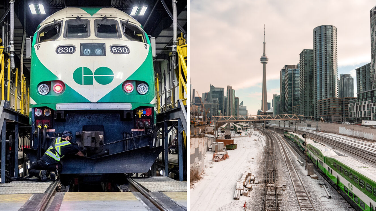 Go Train. Right: Go Train headed to Union Station.