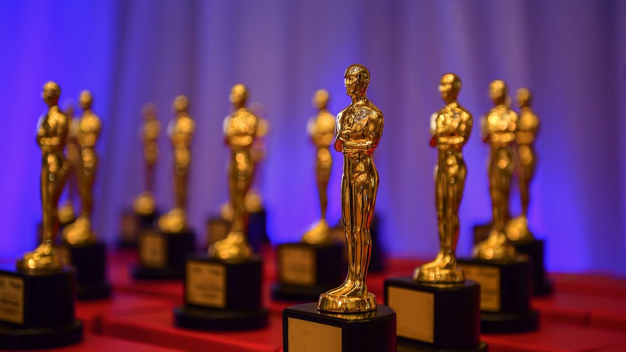 Gold Oscar trophies.
