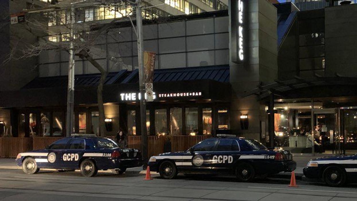 Gotham City Police Department parked outside The Keg in Toronto.