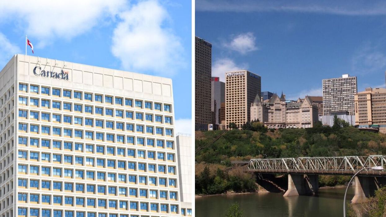 Government of Canada building. Right: Edmonton