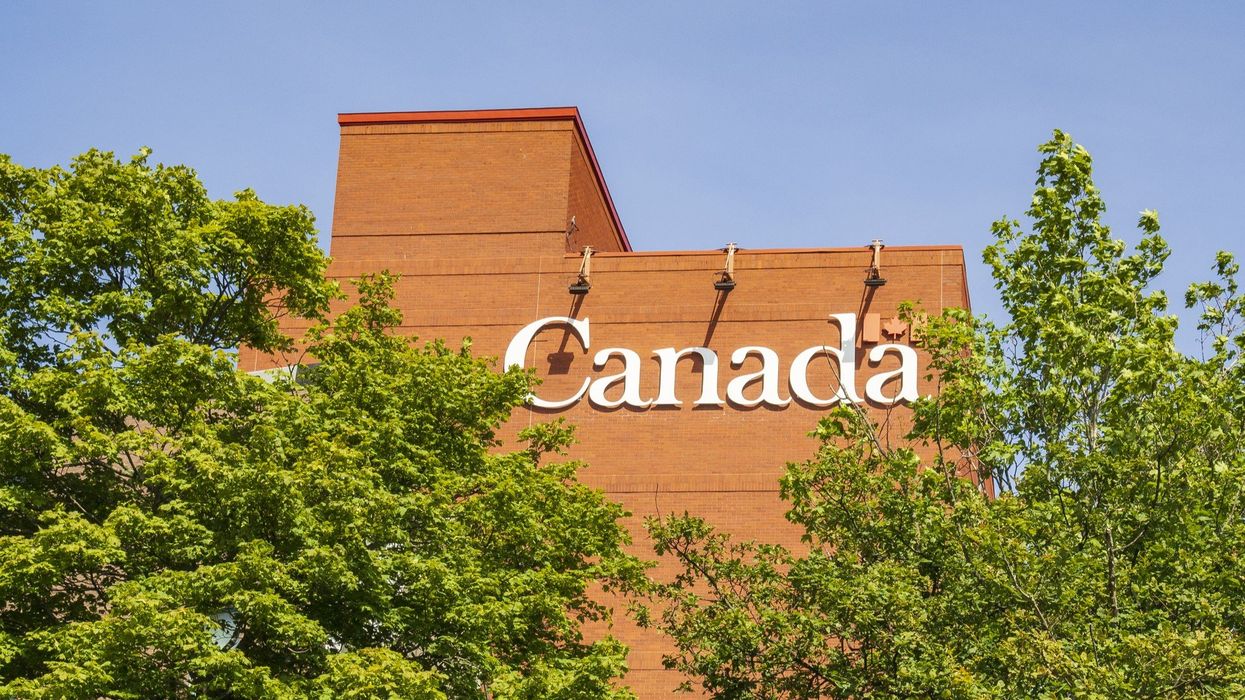 Government of Canada building with a Canada sign on it.