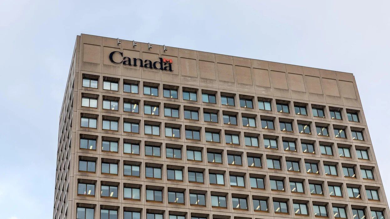 Government of Canada office building with a Canada logo.