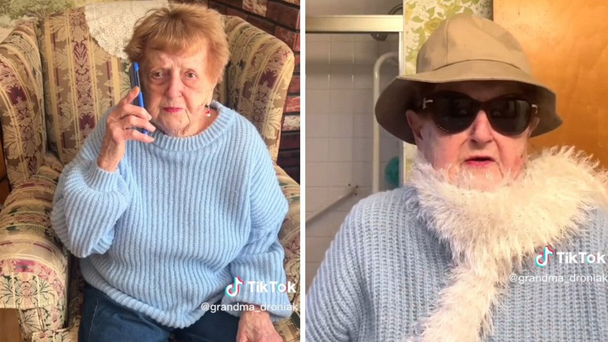 Grandma Droniak sharing her dating advice on TikTok.