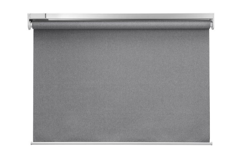 Grey blackout curtains.