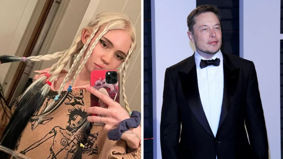 Grimes. Right: Elon Musk.