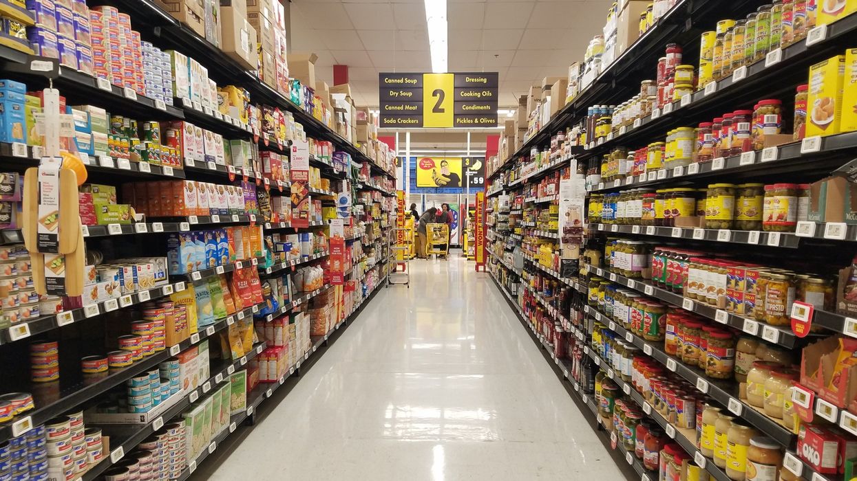Grocery store aisle in Canada (illustrative).