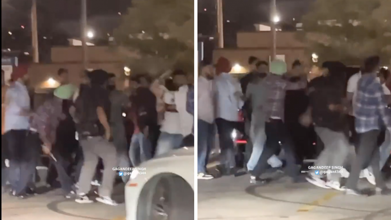 Group fight in Brampton parking lot.