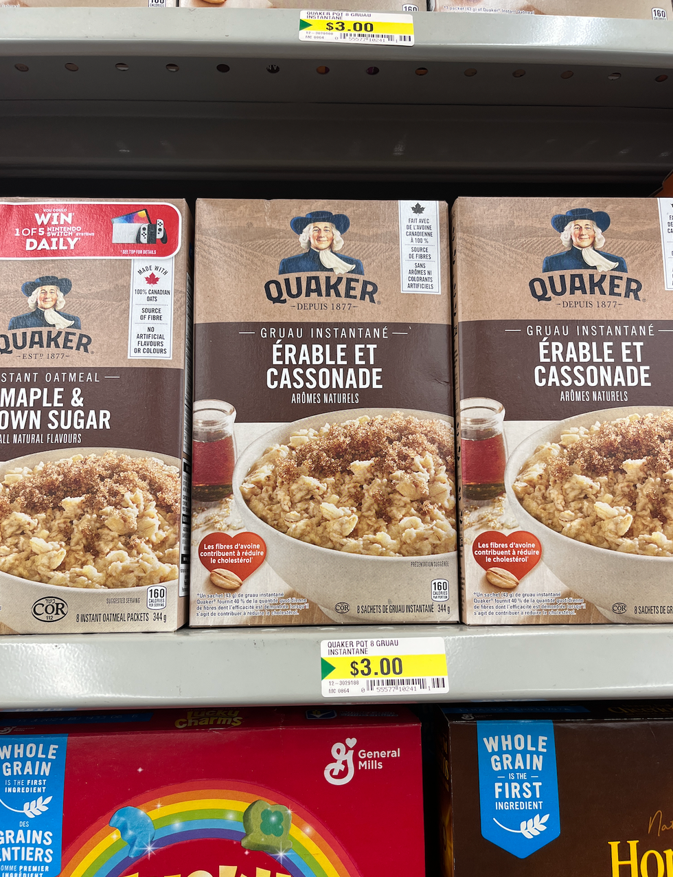 Gruau instantan\u00e9 au Dollarama.