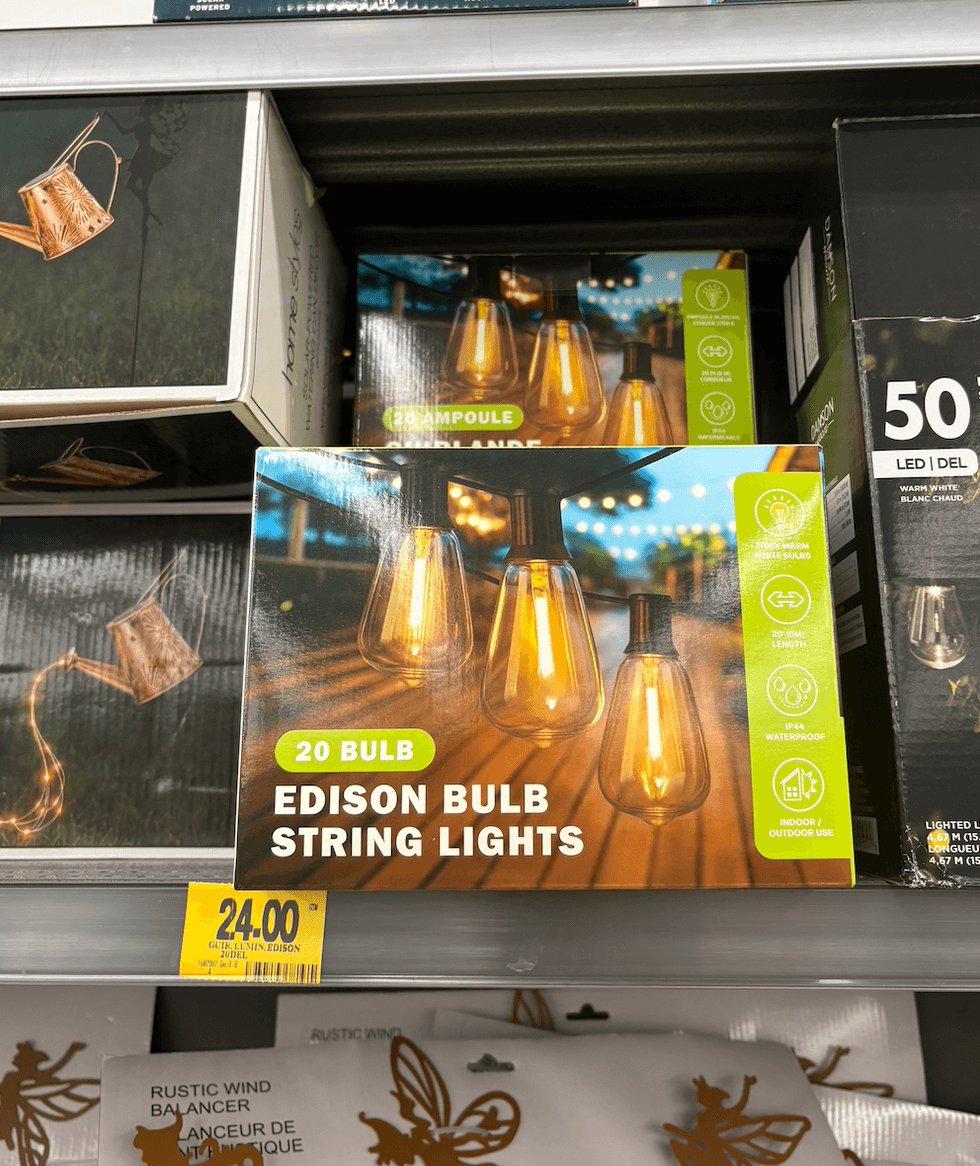 Guirlande lumineuse ext\u00e9rieure avec ampoules style Edison chez Tigre G\u00e9ant.