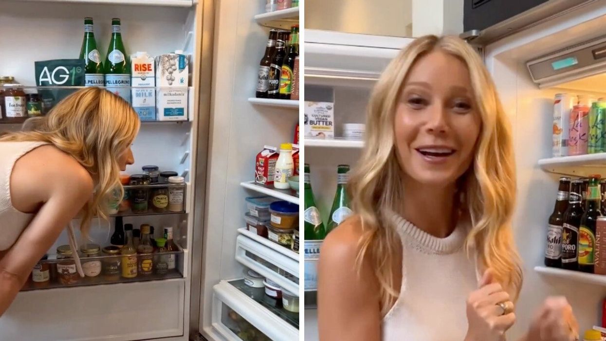 Gwyneth Paltrow showing off her fridge.