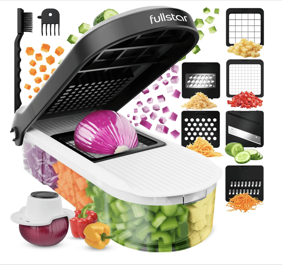 Hachoir \u00e0 l\u00e9gumes Fullstar Pro Core avec six lames interchangeables et r\u00e9cipient sur le site d'Amazon Prime.