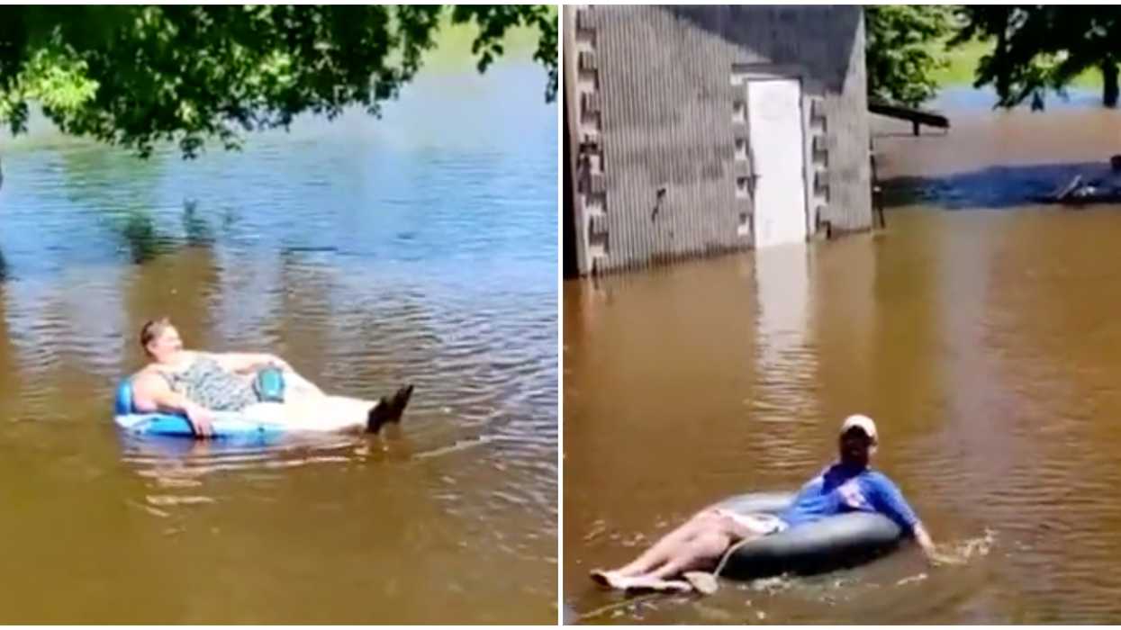 Hadashville Manitoba Locals Turned Their Flooded Neighbourhood Into A Lazy River (VIDEO)