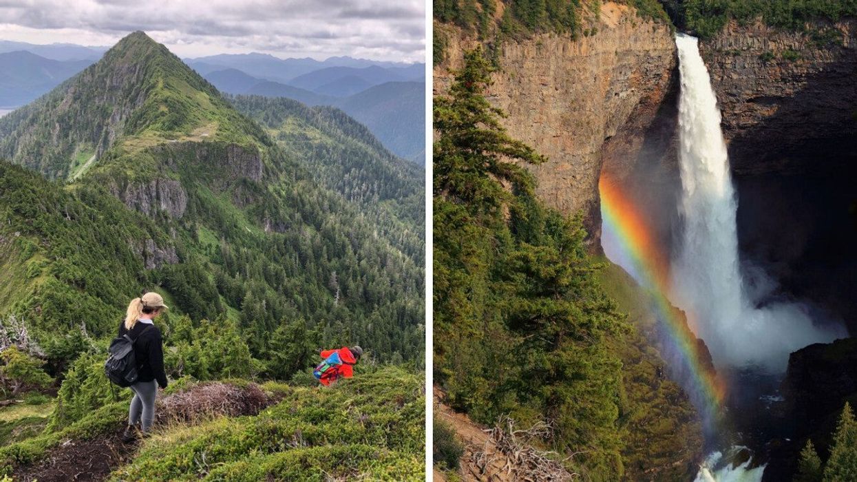 Haida Gwaii, B.C. Right: Helmcken Falls in B.C.