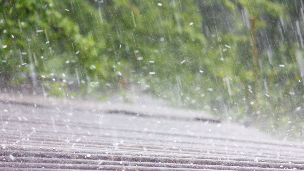 Hail falling on a roof.