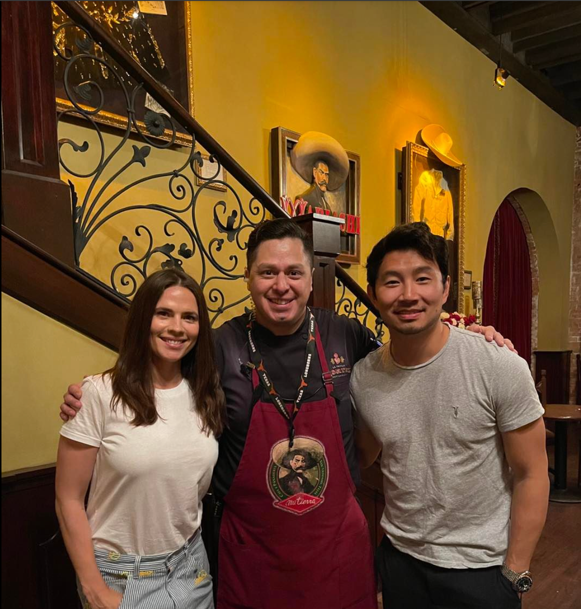 Haley Atwell and Simu Liu at Mi Tierra.