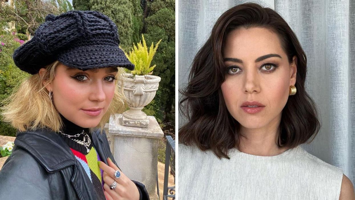 Haley Lu Richardson. Right: Aubrey Plaza.