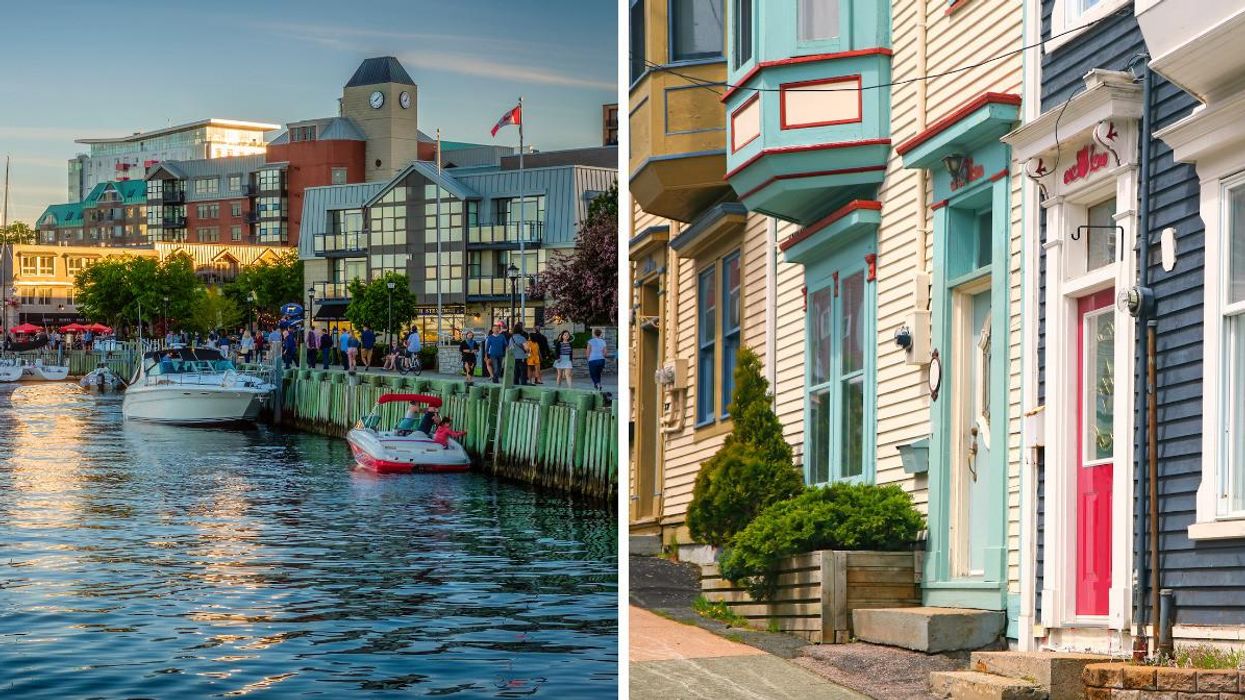 Halifax, Nova Scotia. Right: Traditional homes in Newfoundland and Labrador.
