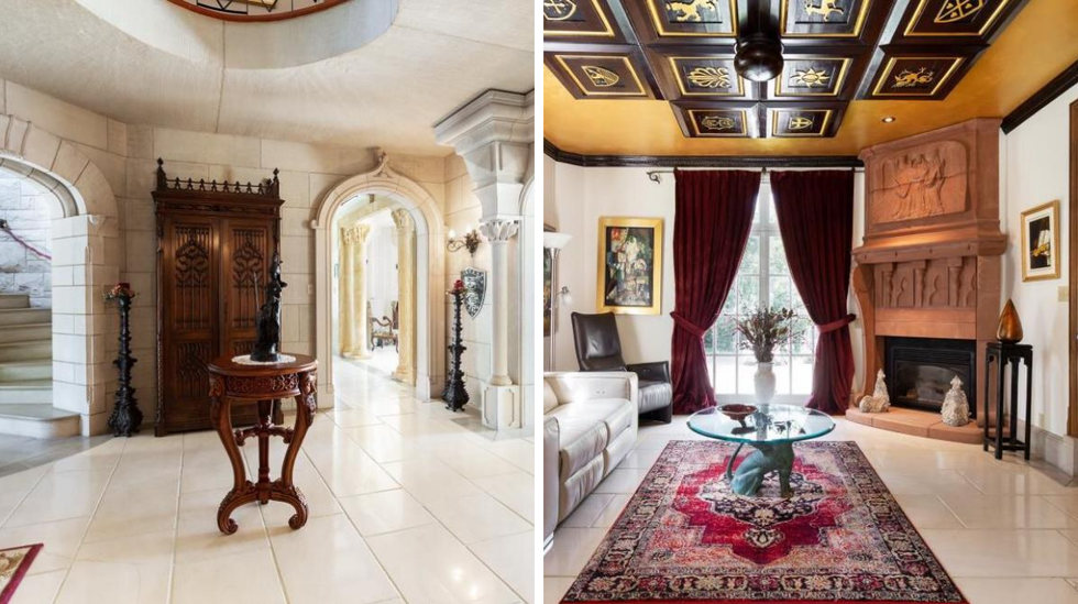 Hall d'entr\u00e9e. Droite : Salon.