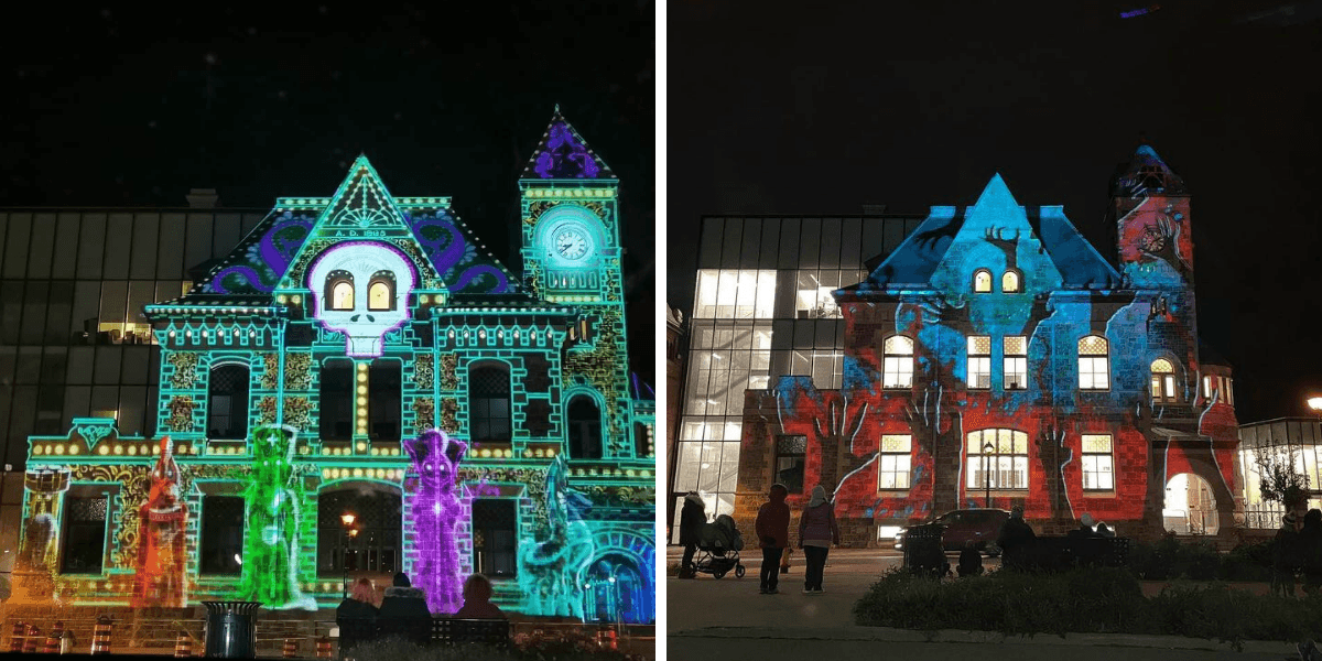 This Charming City Near Toronto Has A Free Halloween Light Show Paired this-charming-city-near-toronto-has-a-free-halloween-light-show-paired