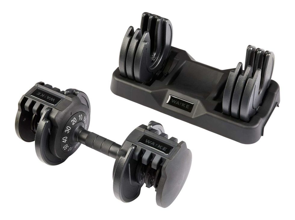 Halt\u00e8re r\u00e9glable WA:KE Athletic de 10 \u00e0 50 lb avec base de rangement sur le site de Canadian Tire.